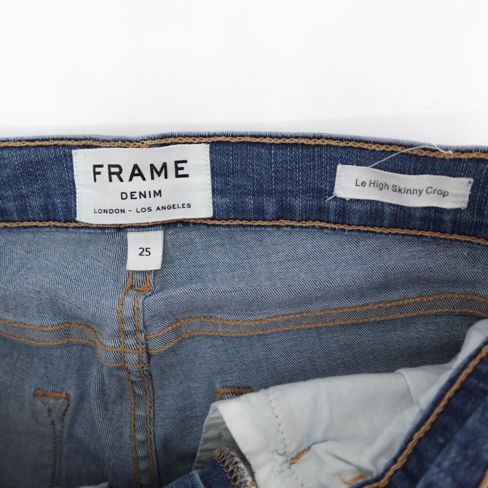 Frame Jeans Womens 25 Blue Denim Le High Skinny Crop Cropped Raw Hem Distressed - Picture 3 of 9